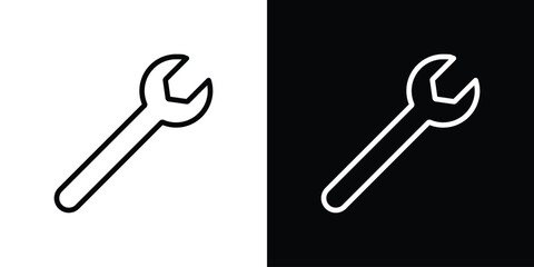 Wrench icon design. simple stroke line vector icon set