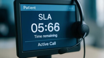 Healthcare call center tech screen headset active call timer patient communication medical support environment for efficient patient care
