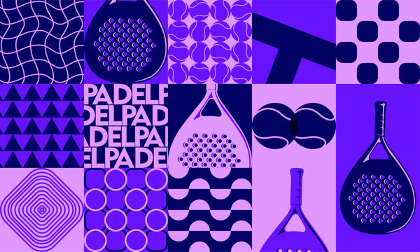 Padel colorful memphis neo geometric design vector. Padel geometric pattern vector illustration. - Powered by Adobe
