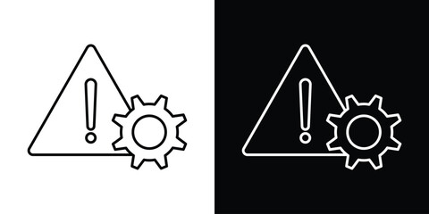 Technical warning icon design. simple stroke line vector icon set