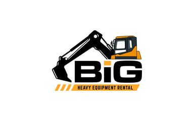 Illustration vector graphic of heavy equipment, excavator construction, logo design template