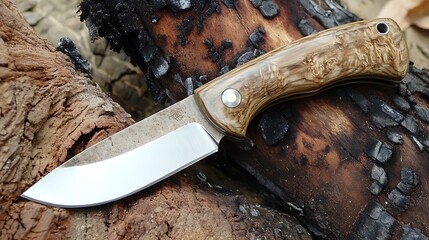 Near the fire outdoors bushcraft adventure tea knife