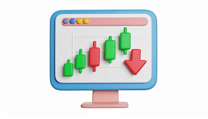 Flat vector icon set of business graphs displayed on computer monitor screens, symbolizing growth and network technology