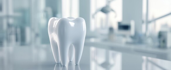 The elegant and polished dental tooth model in modern clinic setting.