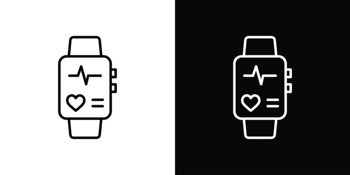 Smart watch icon design. simple stroke line vector icon set - Powered by Adobe