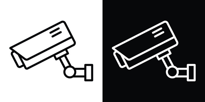 Security camera icon design. simple stroke line vector icon set