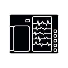Portable electrocardiograph black flat icon for digital and print projects.