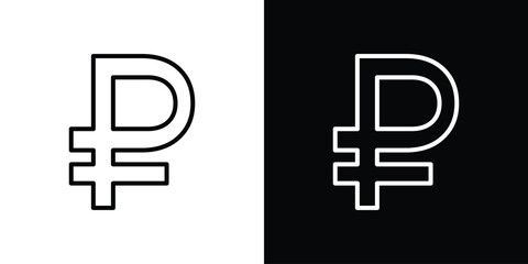 Ruble icon design. simple stroke line vector icon set