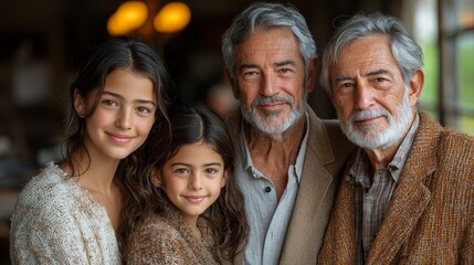 A heartwarming multigenerational family portrait depicting love and connection between grandparents and grandchildren