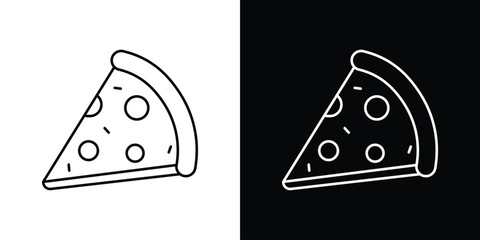 Pizza slice icon design. simple stroke line vector icon set