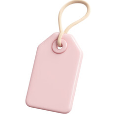 Pink price tag or label with loop for hanging