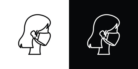 Person in mask icon design. simple stroke line vector icon set