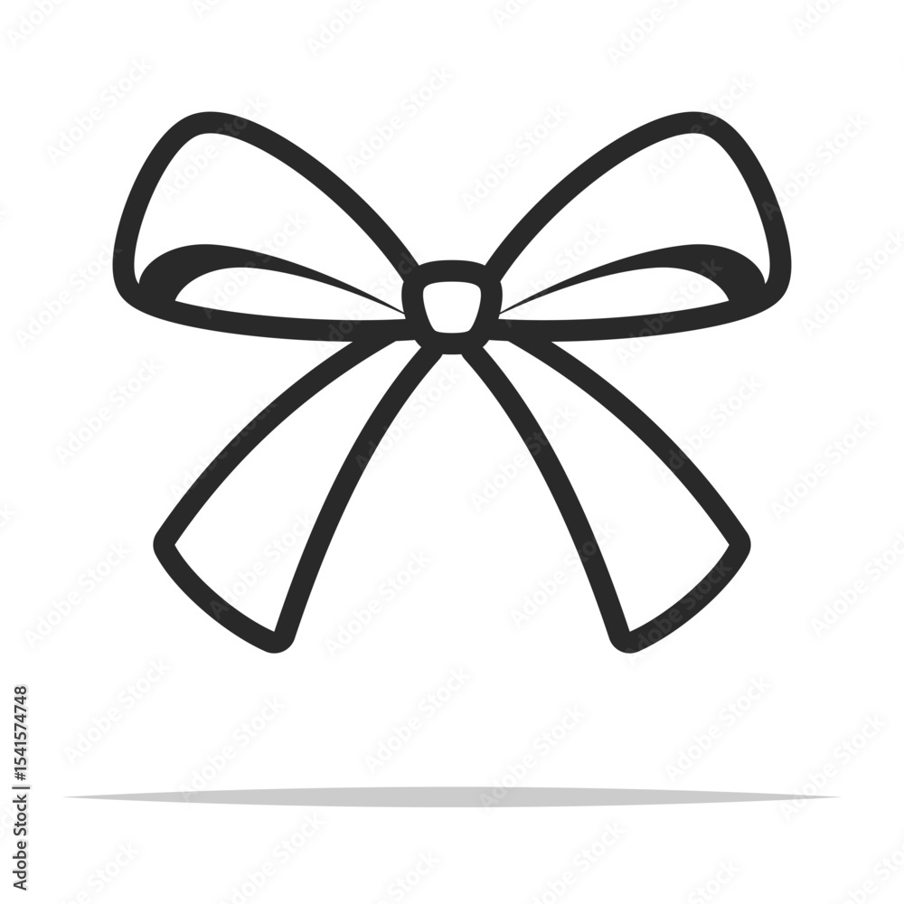 Wall mural single ribbon bow outline icon transparent vector isolated