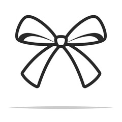 Single ribbon bow outline icon transparent vector isolated