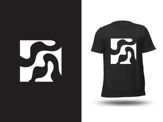 Square Art Tee – Stylish Black Shirt with Organic Wavy Design