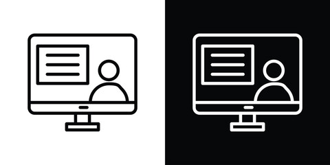 Online course icon design. simple stroke line vector icon set