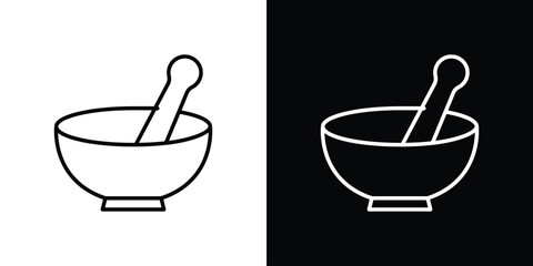 Mortar pestle icon design. simple stroke line vector icon set