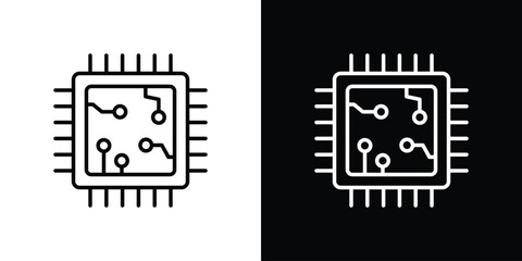 Microchip icon design. simple stroke line vector icon set