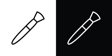 Makeup brush icon design. simple stroke line vector icon set