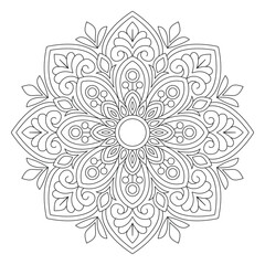  Zentangle mandala for coloring book page, vector illustration