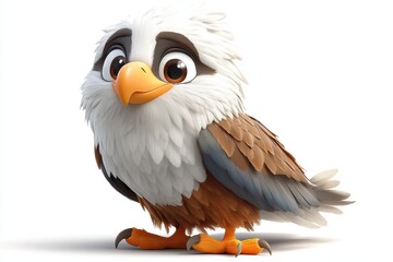 Fototapeta premium Cute cartoon eagle character with friendly expression showcasing vibrant feathers and playful stance