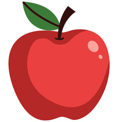 Fresh red apple fruit illustration with green leaf on white background. Perfect for food, healthy, organic, and fruit-related design projects.

