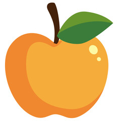Fresh peach fruit illustration with smooth orange-yellow skin and green leaf. Perfect for organic, summer, dessert, and healthy food designs.

