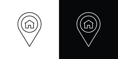 Home location icon design. simple stroke line vector icon set