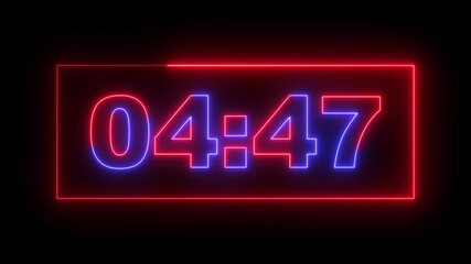 Five Minute Digital Timer. 5 Minute Digital Negative Countdown Sci-Fi light Effects electronic protection. HUD user interface with technology stopwatch Digital Countdown. - Powered by Adobe