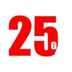 Red 25 percent discount sign isolated on transparent background