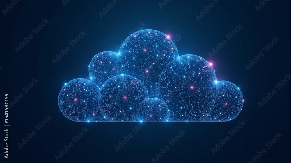 Wall mural abstract cloud computing network, digital technology