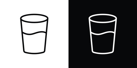 Glass icon design. simple stroke line vector icon set