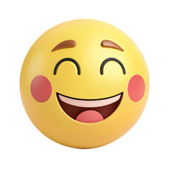 Fototapeta premium Happy Smiling Emoji with Blushed Cheeks isolated on transparent background