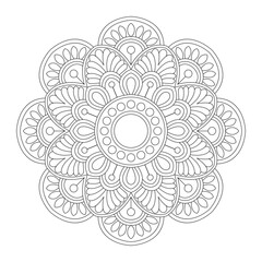Zentangle flower mandala for coloring book page, vector illustration