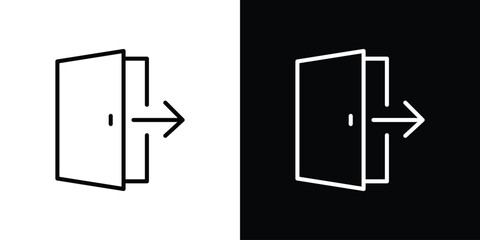 Exit icon design. simple stroke line vector icon set