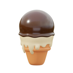 3d Ice Cream Cone Scoop illustration