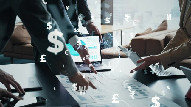 Financial technology concept for business people meeting