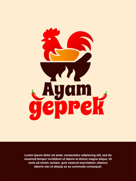 Indonesian geprek chicken logo with traditional vintage style