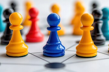 Business community structure, chess piece symbols, abstract team dynamics