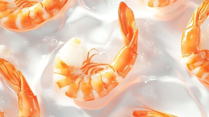 3d render Fresh Shrimp in Creamy Liquid: Vibrant Seafood Photography AI generative