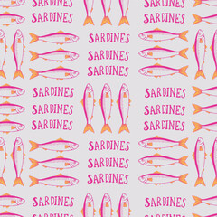sardines seamless pattern for background, fabric, cover, wallpaper, etc.