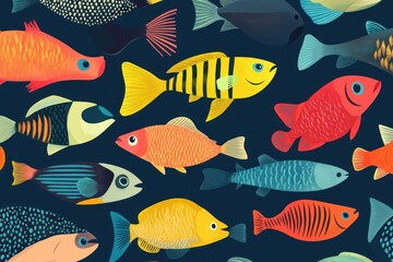 Fototapeta premium Fish pattern. Fish pattern texture with copy space. Close-up fish scale pattern. Aquatic animal design. Fish scales. Realistic fish pattern. Fish design background. Detailed fish pattern close-up. Mar
