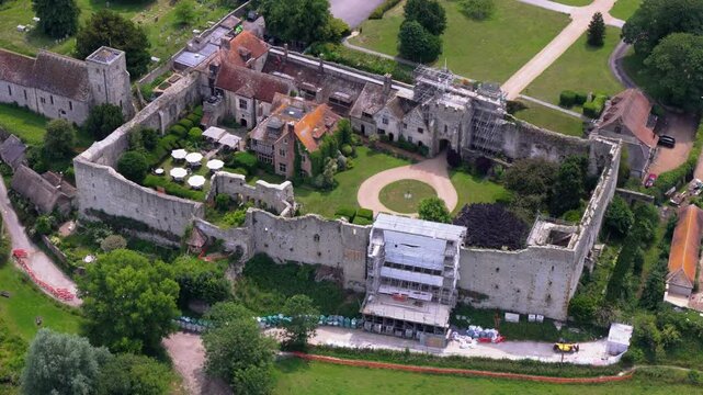 Aerial of Amberley Castle, UK 
