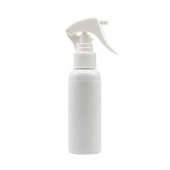 A clean white plastic spray bottle with a trigger pump, ideal for various liquids like cleaning solutions, hair products, or plant misting.