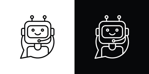 Chatbot speech bubble icon design. simple stroke line vector icon set