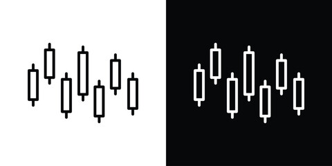 Naklejka premium Chart candlestick icon design. simple stroke line vector icon set