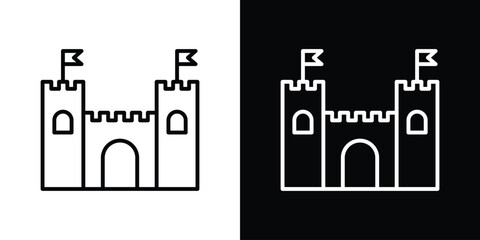 Castle icon design. simple stroke line vector icon set