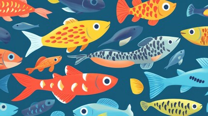 Naklejka premium Fish pattern. Fish pattern texture with copy space. Close-up fish scale pattern. Aquatic animal design. Fish scales. Realistic fish pattern. Fish design background. Detailed fish pattern close-up. Mar