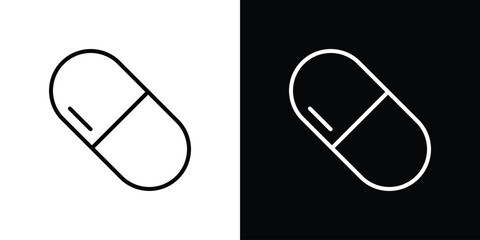 Capsules icon design. simple stroke line vector icon set