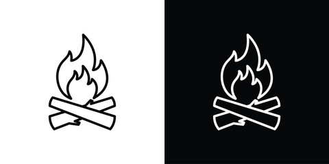 Campfire icon design. simple stroke line vector icon set